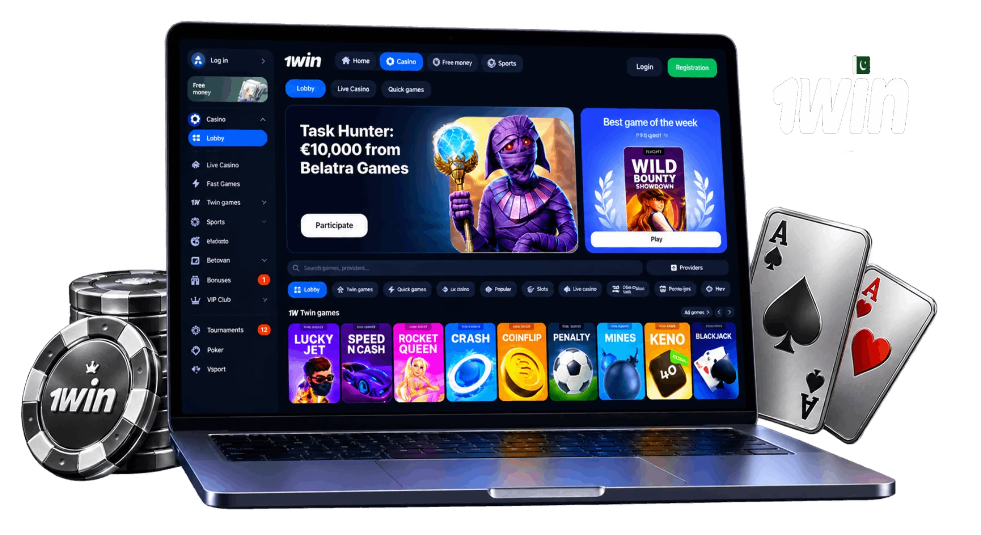 1win casino section: live games, slots and other
